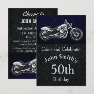 Motorcycle Birthday Party Men's Invitations