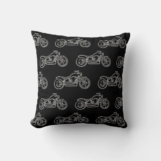 Motorcycle Boys Racing Bike Motorbike Black White Cushion