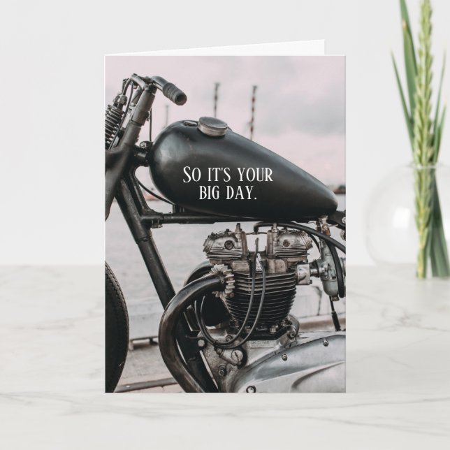 Motorcycle British Twin Cylinder Rider Birthday Card (Front)