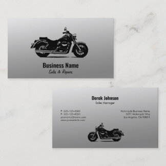 Motorcycle Business Cards | Black Gradient Silver