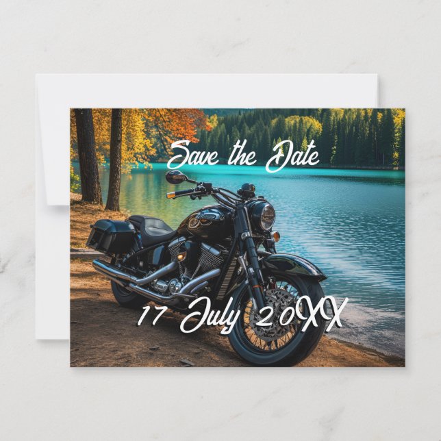  Motorcycle By Water Save the Date Announcement (Front)