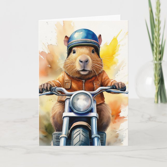 Motorcycle Capybara Card (Front)