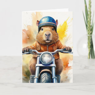 Motorcycle Capybara Card