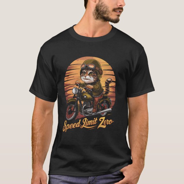 Motorcycle Cat Speed Limit Zero Funny Motorcycle C T-Shirt (Front)