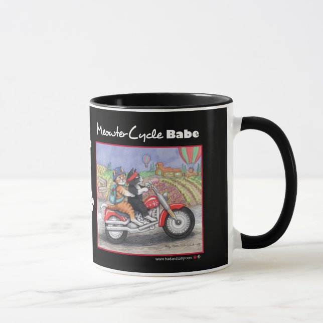 Motorcycle Cats Black 11 oz Ringer Mug (Right)