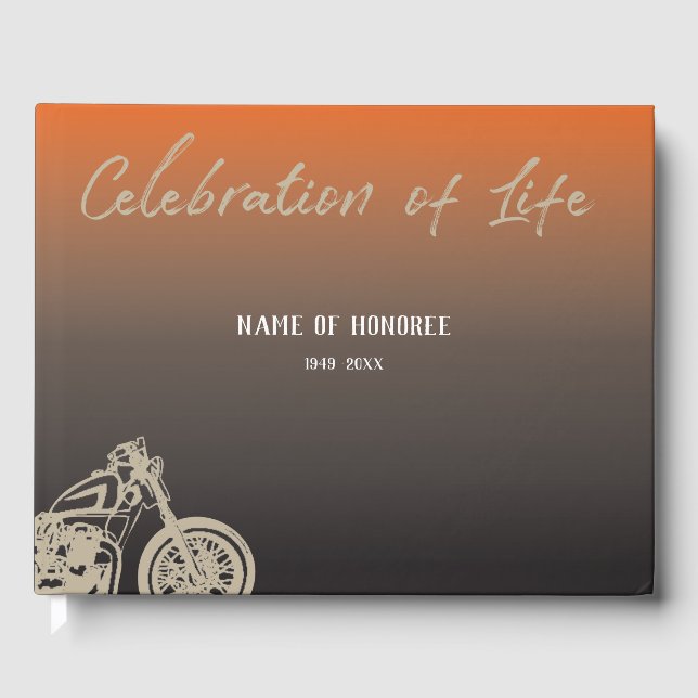 Motorcycle Celebration of Life Memorial Guest Book (Front)