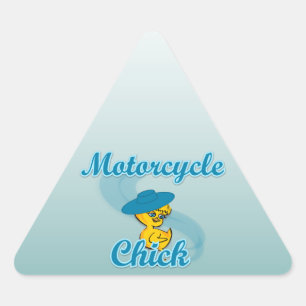 Motorcycle Chick #3 Triangle Sticker