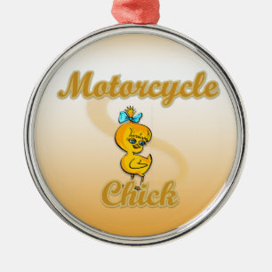 Motorcycle Chick Metal Tree Decoration