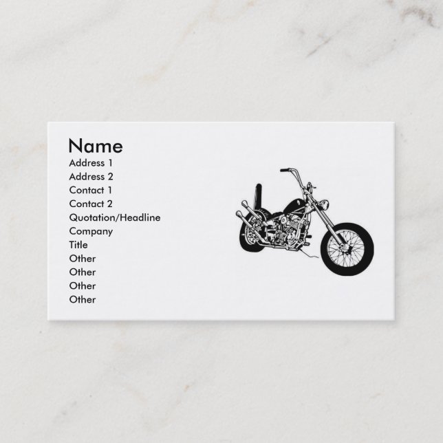 Motorcycle Chopper Business Cards (Front)