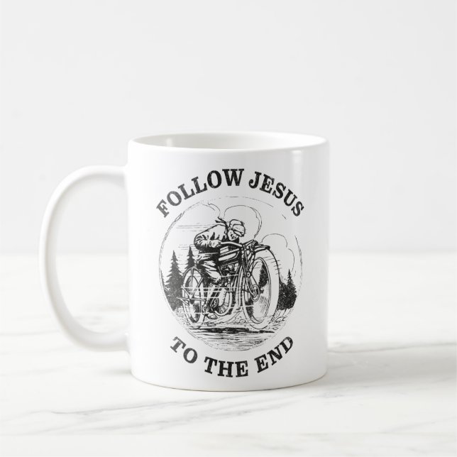 Motorcycle Christian Faith: Follow Jesus Biker Coffee Mug (Left)