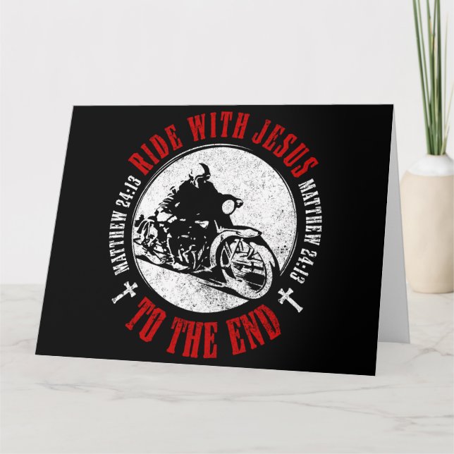 Motorcycle Christian Faith: Follow Jesus Biker Thank You Card (Front)
