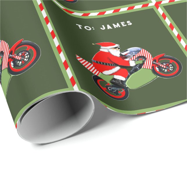 Motorcycle Christmas Gift Wrapping Paper (Roll Corner)