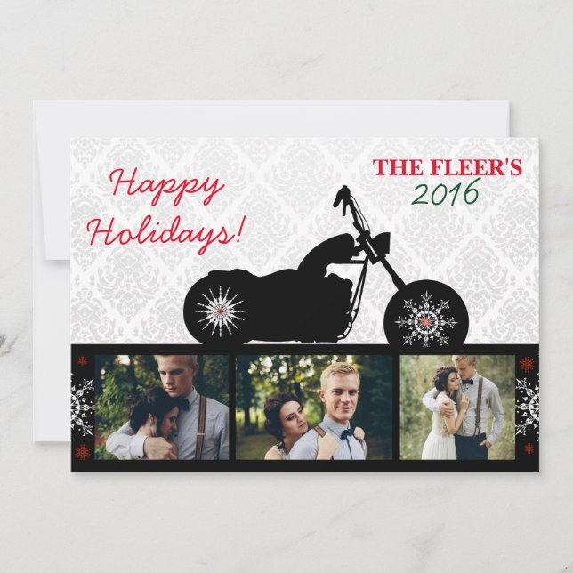 Motorcycle Christmas Photo Card | Biker Holiday (Front)