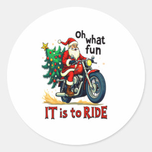 Motorcycle Christmas Ride Classic Round Sticker