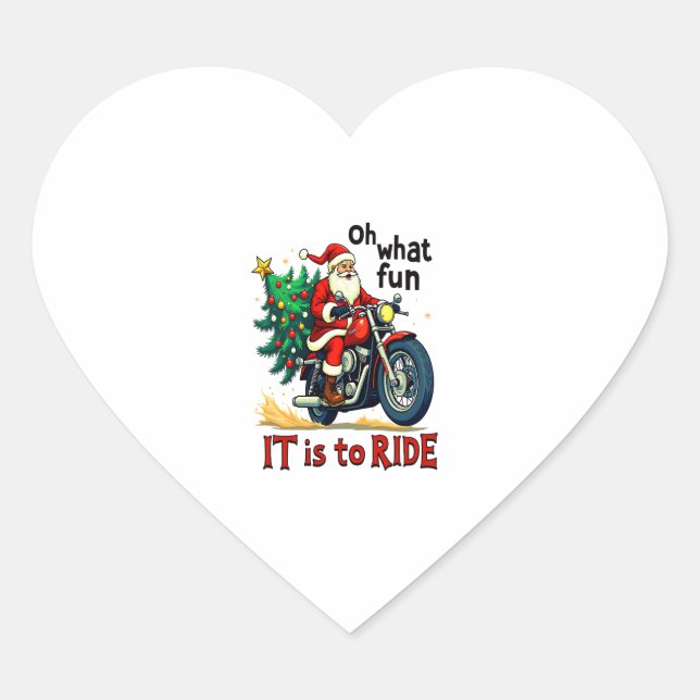 Motorcycle Christmas Ride Heart Sticker (Front)