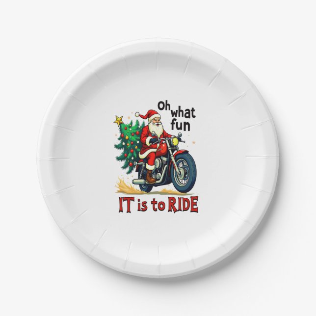 Motorcycle Christmas Ride Paper Plate (Front)