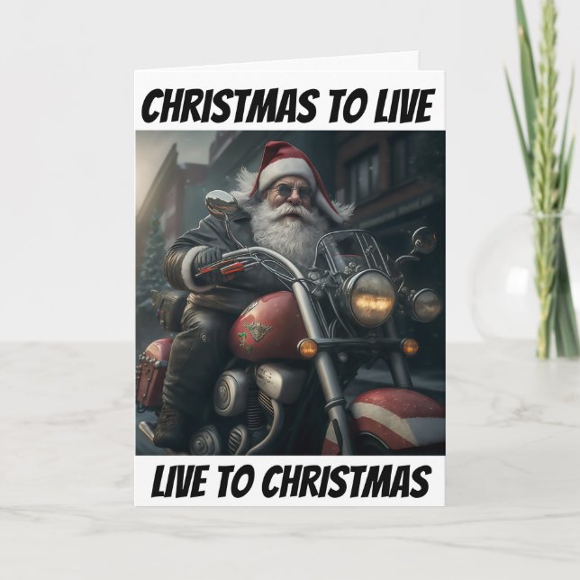 Motorcycle CHRISTMAS TO LIVE funny novelty  Thank You Card (Front)