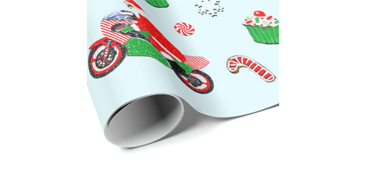 motorcycle Christmas Wrapping Paper Zazzle.co.uk