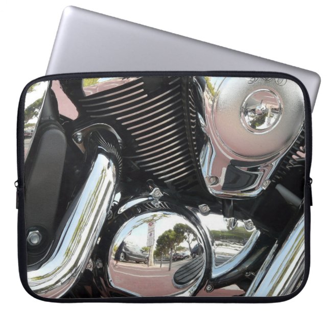 Motorcycle Chrome - 15" Neoprene Laptop Sleeve (Front)