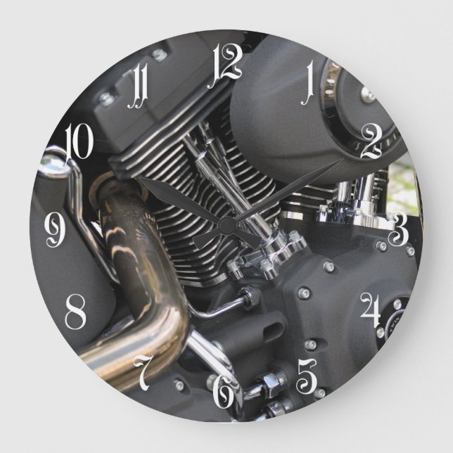 Motorcycle chrome Engine detail Large Clock (Front)