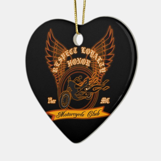 Motorcycle Club Badge Ceramic Tree Decoration (Left)
