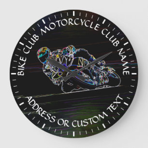 Motorcycle Club Biker Club Biker School Racer Large Clock