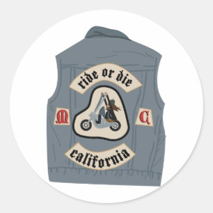 Motorcycle Club Vest Classic Round Sticker