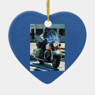 Motorcycle Cop Ceramic Tree Decoration
