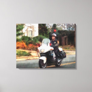 Motorcycle Cop on Patrol Canvas Print