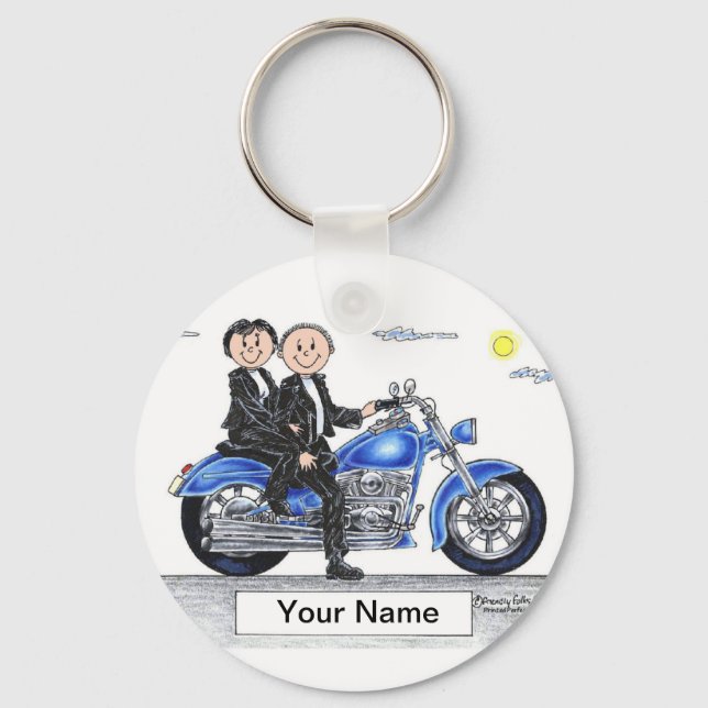 Motorcycle - Couple Cartoon  Key Ring (Front)