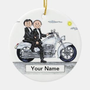 Motorcycle Couple Ceramic Tree Decoration