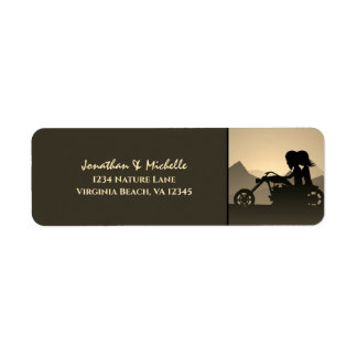 Motorcycle Couple Mountain Address Label