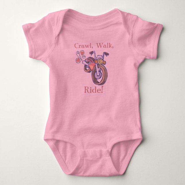 Motorcycle, Crawl, Walk,, Ride! Baby Bodysuit (Front)