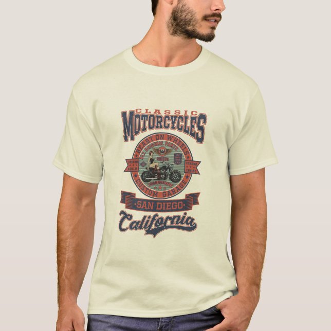 MOTORCYCLE CUSTOM GARAGE T-Shirt (Front)