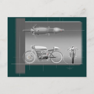 MOTORCYCLE DESIGN ART. POSTCARD