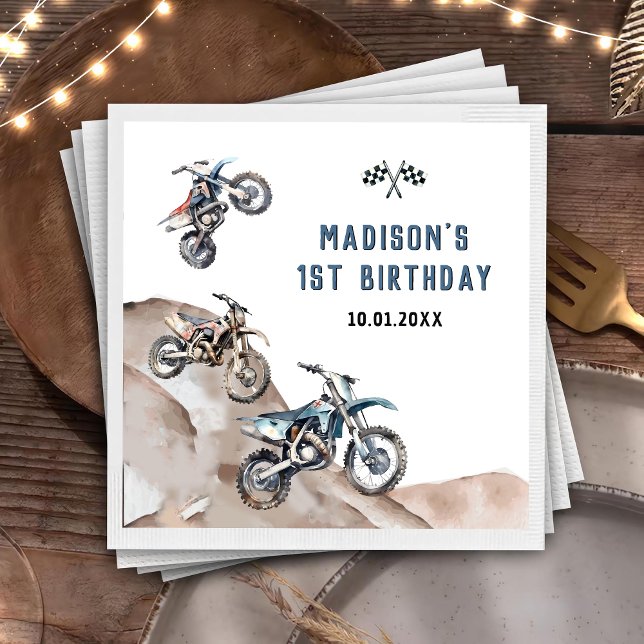 Motorcycle Dirt Bike Birthday Party Napkins (Creator Uploaded)