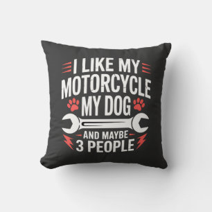 Motorcycle Dog Owner Humour Cushion