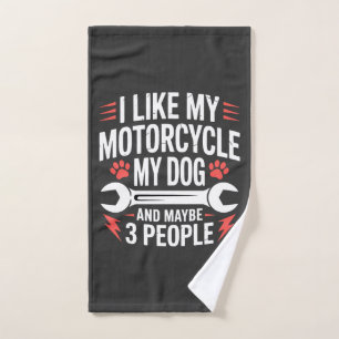 Motorcycle Dog Owner Humour Hand Towel