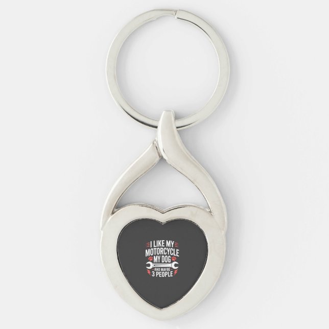 Motorcycle Dog Owner Humour Key Ring (Front)