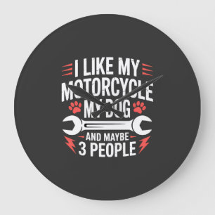 Motorcycle Dog Owner Humour Large Clock