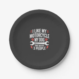 Motorcycle Dog Owner Humour Paper Plate