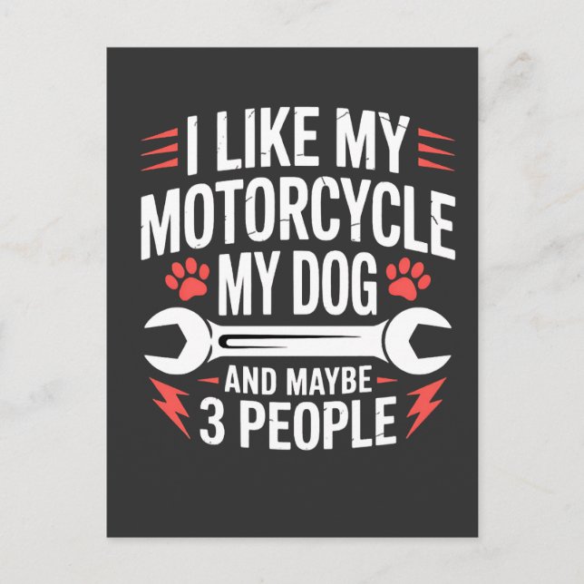 Motorcycle Dog Owner Humour Postcard (Front)