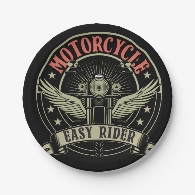 motorcycle easy rider motorcycle design paper plate (Front)