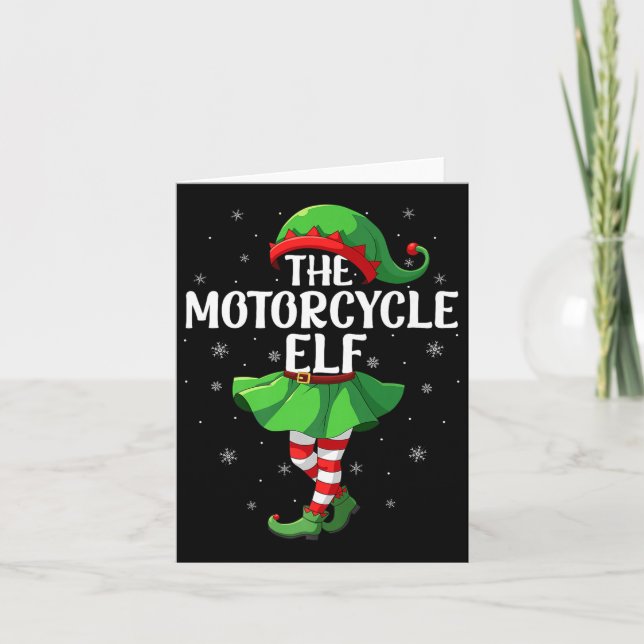 Motorcycle Elf Christmas Girls Women Elf Squad Xma Card (Front)