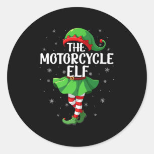 Motorcycle Elf Christmas Girls Women Elf Squad Xma Classic Round Sticker