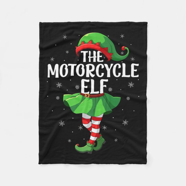 Motorcycle Elf Christmas Girls Women Elf Squad Xma Fleece Blanket (Front)