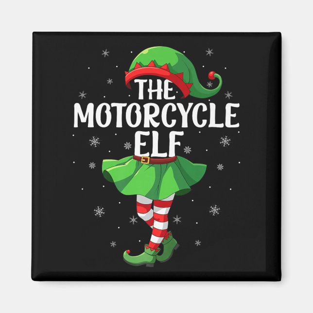 Motorcycle Elf Christmas Girls Women Elf Squad Xma Magnet (Front)