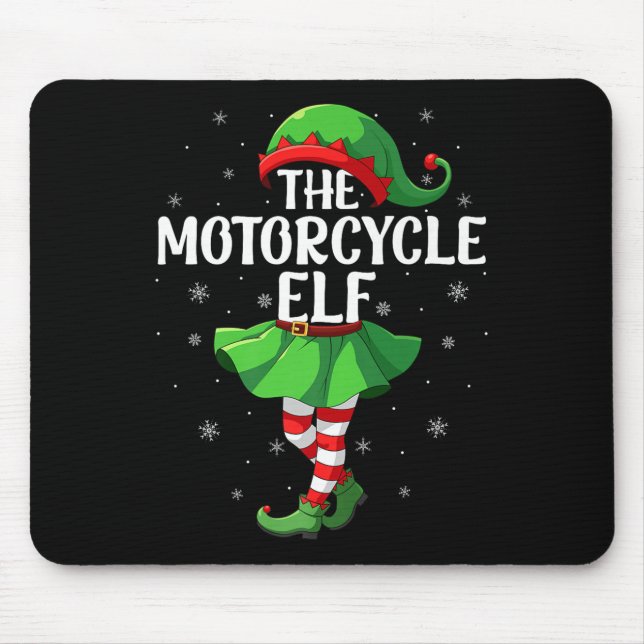 Motorcycle Elf Christmas Girls Women Elf Squad Xma Mouse Mat (Front)