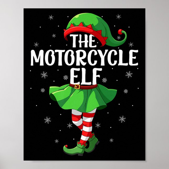 Motorcycle Elf Christmas Girls Women Elf Squad Xma Poster (Front)