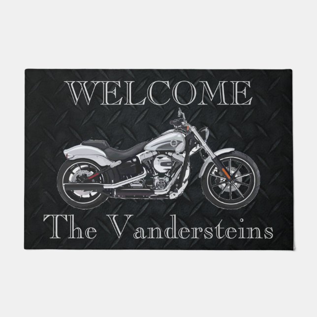 Motorcycle Family Name Welcome Door Mat (Front)
